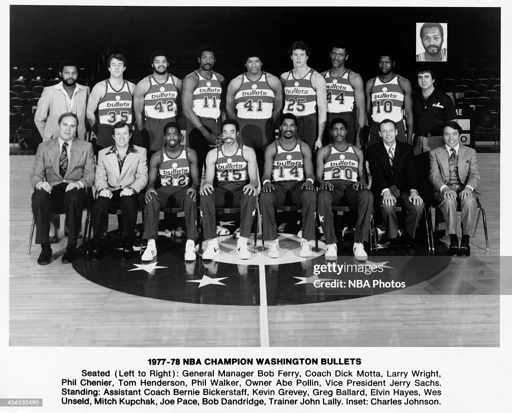A team portrait shot of the Washington Bullets in 1978 at the Capital ...