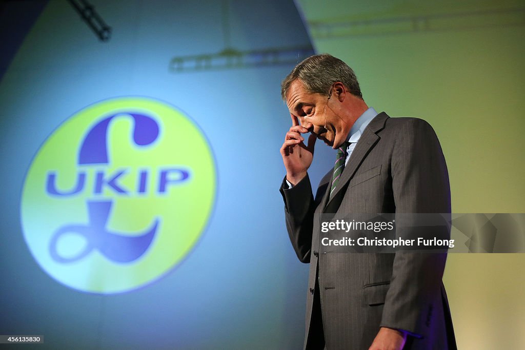 UKIP Leader Nigel Farage Gives His Keynote Speech At The Annual Party Conference