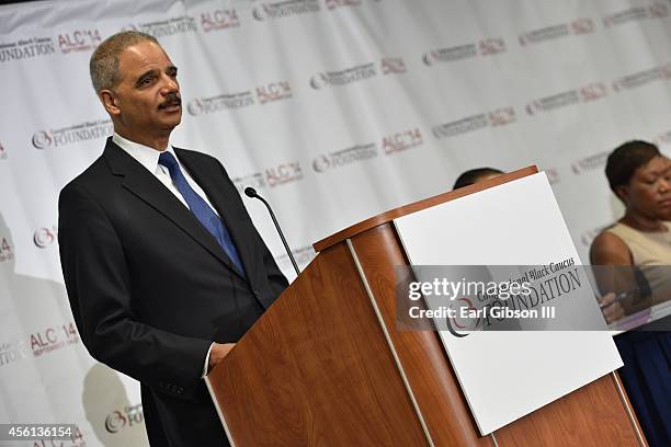 Attorney General Eric Holder speaks at the Voting Rights Braintrust at the Congressional Black Caucus Foundation Inc. 44th Annual Legislative...