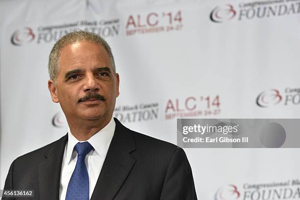 Attorney General Eric Holder speaks at the Voting Rights Braintrust at the Congressional Black Caucus Foundation Inc. 44th Annual Legislative...