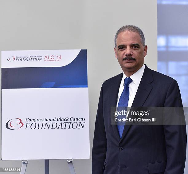 Attorney General Eric Holder speaks at the Voting Rights Braintrust at the Congressional Black Caucus Foundation Inc. 44th Annual Legislative...