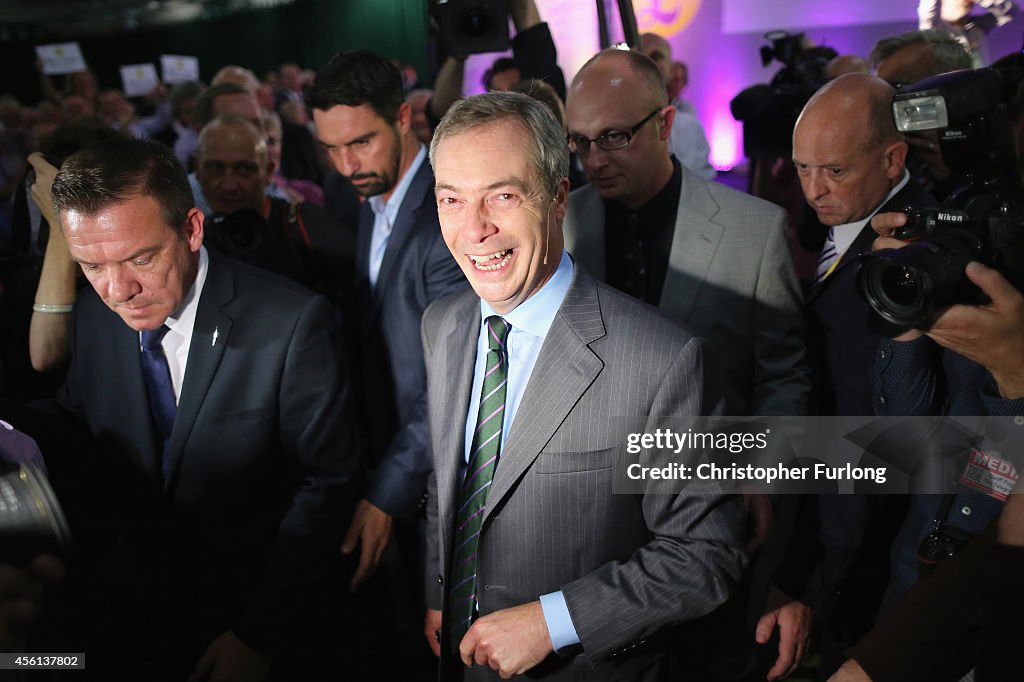 UKIP Leader Nigel Farage Gives His Keynote Speech At The Annual Party Conference