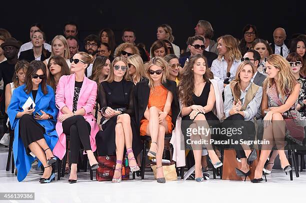 Miroslava Duma, Lucie de la Falaise, Olivia Palermo, Camille Rowe, Esther Garrel, Gaia Repossi and Alexia Niedzielski attend the Christian Dior show...