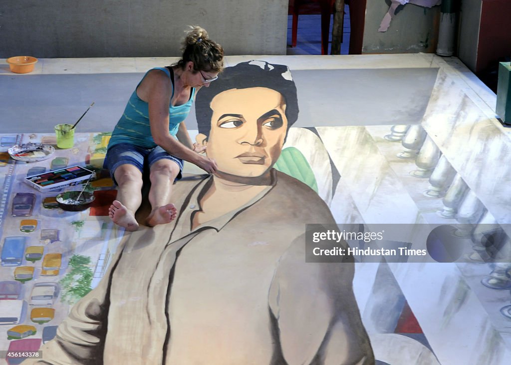 American 3D Street Painter Tracy Lee Stum Paint Tollywood For Durga Puja