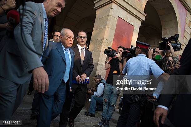 Former Catalan President Jordi Pujol leaves the Catalonia's Parliament on September 26, 2014 in Barcelona, Spain. Jori Pujol run the Government of...