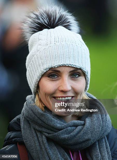 Katharina Boehm, fiancee of Sergio Garcia of Europe looks on during the Afternoon Foursomes of the 2014 Ryder Cup on the PGA Centenary course at the...