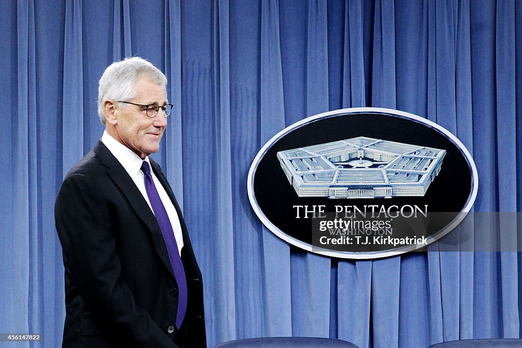 Secretary Of Defense Hagel And Joint Chiefs Of Staff Gen. Dempsey Brief Media At The Pentagon