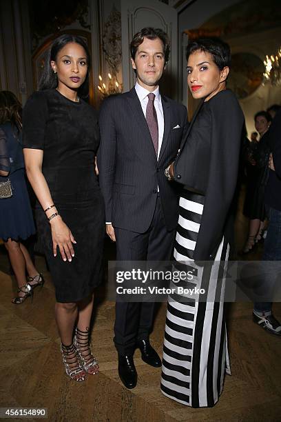 Ciara, Ricardo Figueiredo and Princess Deena Aljuhani Abdulaziz attend Aquazzura cocktail party Hosted by Edgardo Osorio at Hotel Le Marois on...