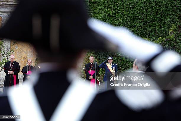 Inspector General Domenico Giani flanked by Prefect of the Pontifical House and former personal secretary of Pope Benedict XVI, Georg Ganswein attend...