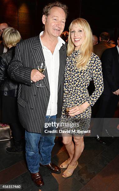 Playwright Richard Bean and cast member Lucy Punch attend the press night performance of "Great Britain" following its transfer to the Theatre Royal...