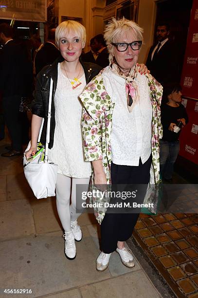 Jenny Eclair and daughter Phoebe pose in the foyer following the press night performance of "Great Britain" at the Theatre Royal Haymarket on...