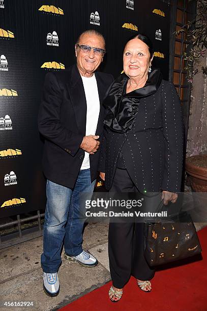 Tony Renis and Elettra Morini attend Ambi Pictures Rome Party at Hostaria dell'Orso - La Cabala on September 26, 2014 in Rome, Italy.