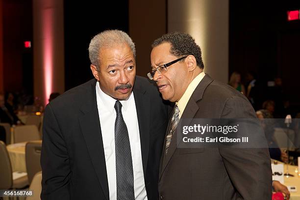 Rep. Chaka Fattah and Michael Eric Dyson attend the ALC Co-Chairs Reception Honoring Rep. Joyce Beatty at the Marriott Marquis on September 26, 2014...