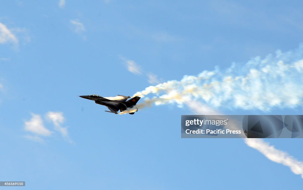 An F16AM Fighting falcon combat aircraft belonging to the...