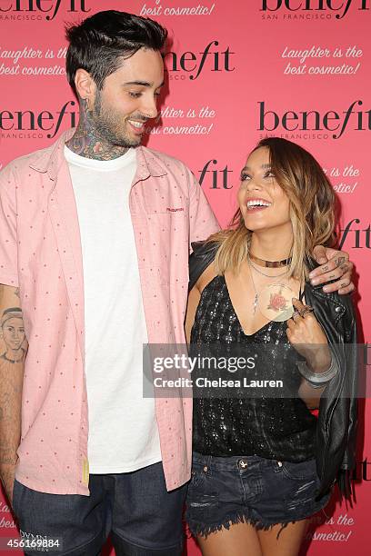 Tattoo artist Romeo Lacoste and actress Vanessa Hudgens attend Benefit Cosmetics' event hosted by Vanessa Hudgens at Space 15 Twenty on September 26,...