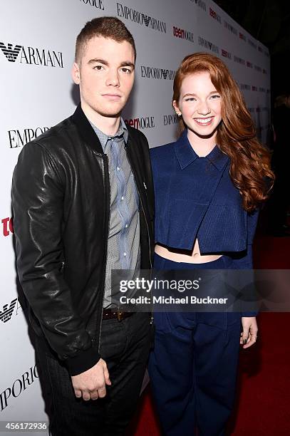 Actors Gabriel Basso and Annalise Basso attend the 12th Annual Teen Vogue Young Hollywood Party with Emporio Armani on September 26, 2014 in Beverly...