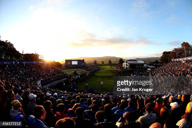 General view overlooking the 1st tee during the Morning Fourballs of the 2014 Ryder Cup on the PGA Centenary course at the Gleneagles Hotel on...