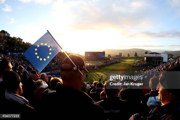 General view overlooking the 1st tee during the Morning Fourballs of the 2014 Ryder Cup on the PGA Centenary course at the Gleneagles Hotel on...