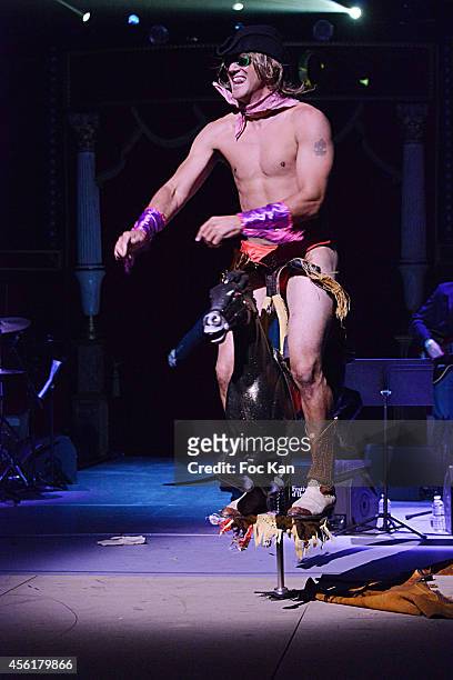 Burlesque artist Roky Roulette performs during the Cabaret New Burlesque Show at the Cirque D'Hiver on September 26, 2014 in Paris, France.