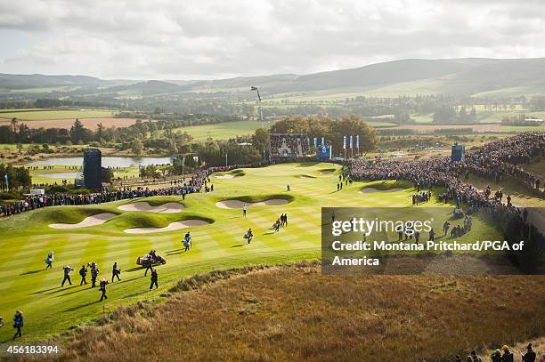 Overview of the eighth hole during the fourball matches for the 40th Ryder Cup at Gleneagles, on September 27, 2014 in Auchterarder, Scotland.