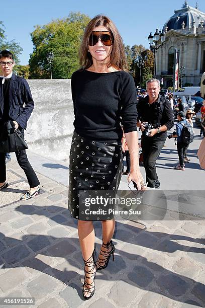 Carine Roitfeld attends the Mugler show as part of the Paris Fashion Week Womenswear Spring/Summer 2015 on September 27, 2014 in Paris, France.
