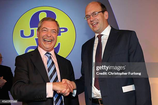 Conservative MP Mark Reckless is welcomed to UKIP by party leader Nigel Farage after the tory MP announced he was defecting on the second day of the...