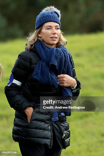 Allison McGinley, wife of Europe team captain Paul McGinley watches during the Afternoon Foursomes of the 2014 Ryder Cup on the PGA Centenary course...