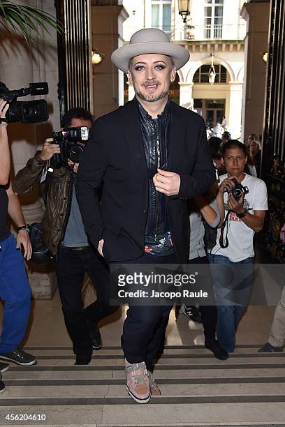 Boy George arrives at Vivienne Westwood Fashion Show during Paris Fashion Week, Womenswear SS 2015 on September 27, 2014 in Paris, France.