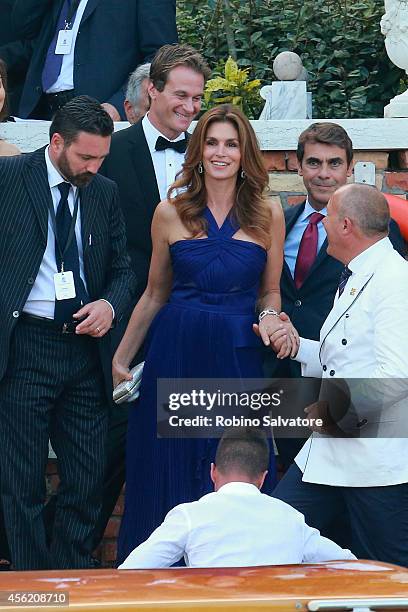 Cindy Crawford and her husband Rande Gerber attend the wedding party for the wedding of George Clooney and Amal Alamuddin on September 27, 2014 in...