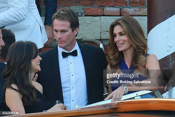 Cindy Crawford and her husband Rande Gerber attend the wedding party for the wedding of George Clooney and Amal Alamuddin on September 27, 2014 in...