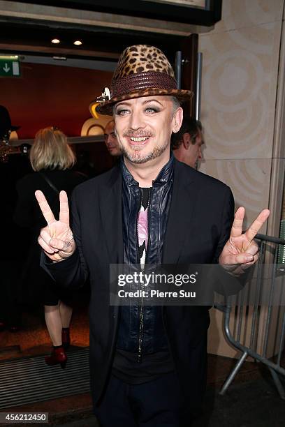 Boy George Attends the Jean Paul Gaultier show as part of the Paris Fashion Week Womenswear Spring/Summer 2015 on September 27, 2014 in Paris, France.