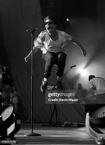 Nate Ruess of Fun performs onstage at the 2014 Global Citizen Festival to end extreme poverty by 2030 at Central Park on September 27, 2014 in New...