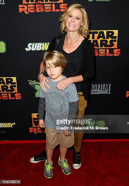 Actress Julie Bowen and her son Oliver McLanahan Phillips attend the Screening of Disney XD's "Star Wars Rebels: Spark of Rebellion" at the AMC...