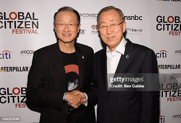 President of the World Bank, Jim Yong Kim and UN Secretary General, Ban Ki-Moon and attends the 2014 Global Citizen Festival to end extreme poverty...