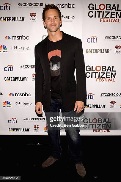 Congressman Aaron Schock attends the 2014 Global Citizen Festival to end extreme poverty by 2030 at Central Park on September 27, 2014 in New York...