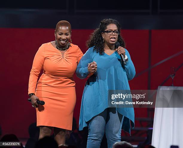 Iyanla Vanzant and Oprah Winfrey attend the Oprah's The Life You Want Weekend - Day 2 at Prudential Center on September 27, 2014 in Newark, New...