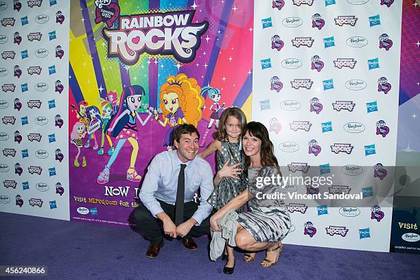 Actor Mark Duplass, daughter Ora Duplass and wife Katie Aselton attend the Los Angeles special screening of "My Little Pony Equestria Girls Rainbow...