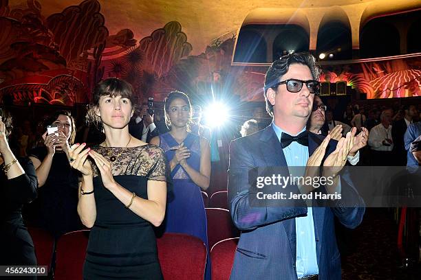 Roman Coppola and wife Jenny Coppola attend the 2014 Catalina Film Festival Awards Ceremony at the Avalon Theater on September 27, 2014 in Catalina...