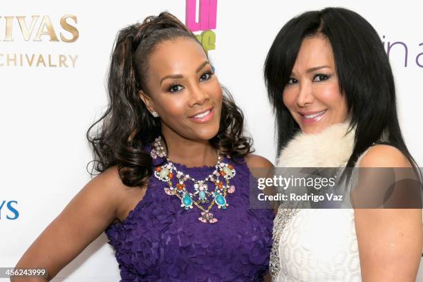 Actress Vivica A. Fox and Rashel Pouri attend The British American Business Council Los Angeles 54th Annual Christmas Luncheon at Fairmont Miramar...