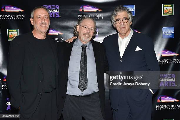 David Levy, Michael Altman and Elliott Gould attend Prospect House Entertainment and Glendale Arts presents a Robert Altman series Of Q&A film...