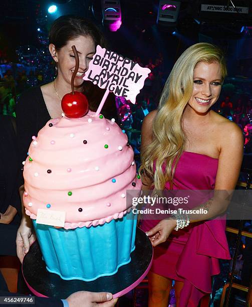 Avril Levigne celebrates her 30th birthday with sister in-law Amie Lavigne at the Bank Nightclub in the Bellagio Hotel and Casino on September 28,...