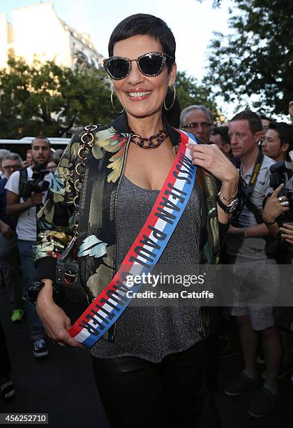 Cristina Cordula attends Jean-Paul Gaultier fashion show at Le Grand Rex as part of the Paris Fashion Week Womenswear Spring/Summer 2015 on September...