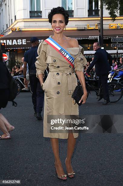 Farida Khelfa attends Jean-Paul Gaultier fashion show at Le Grand Rex as part of the Paris Fashion Week Womenswear Spring/Summer 2015 on September...