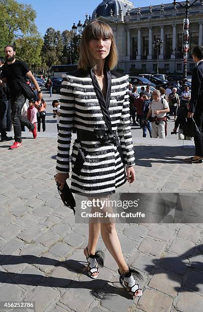 Anya Ziourova attends Mugler fashion show at the Grand Palais as part of the Paris Fashion Week Womenswear Spring/Summer 2015 on September 27, 2014...