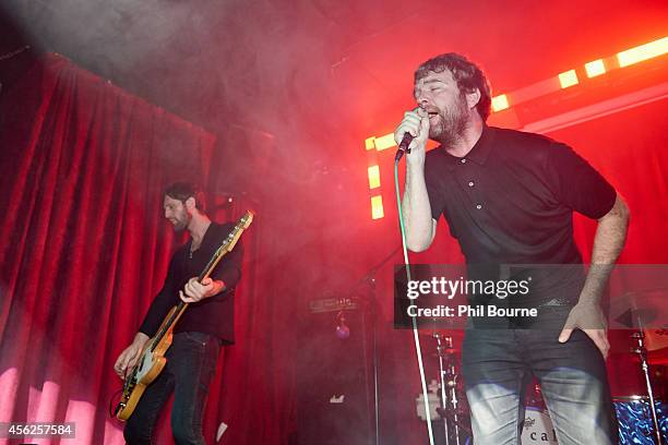 Simon Lindley and Nicky Smith of Exit Calm perform on stage at Hoxton Bar on September 27, 2014 in London, United Kingdom.