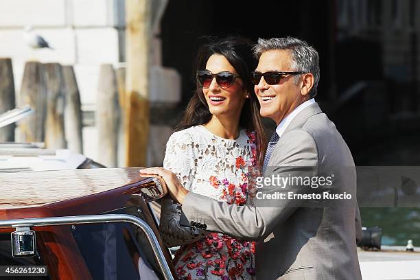 Actor George Clooney and Amal Alamuddin sighting at Canal Grande on September 28, 2014 in Venice, Italy.