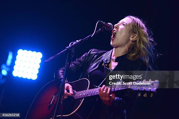 Erika Wennerstrom of The Heartless Bastards performs onstage at day 2 of the Way Over Yonder Festival at the Santa Monica Pier on September 27, 2014...