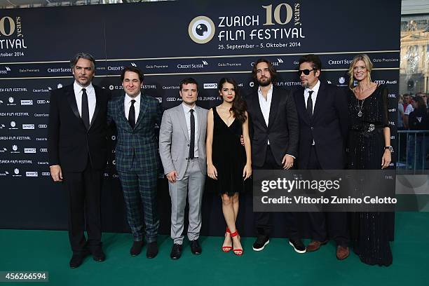 Andrea Di Stefano, Karl Spoerri, Josh Hutcherson, Claudia Traisac,guest, Benicio del Toro and Nadja Schildknecht attend the 'Escobar:Paradise Lost'...