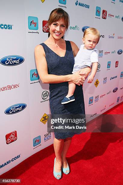 Actress Nikki DeLoach and William Hudson Goodell attend the 3rd annual red CARpet safety awareness event presented by Favored.by, Diono And Evenflo...