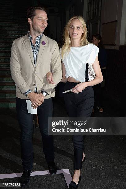 Derek Blasberg and a guest attend the Givenchy show as part of the Paris Fashion Week Womenswear Spring/Summer 2015 on September 28, 2014 in Paris,...